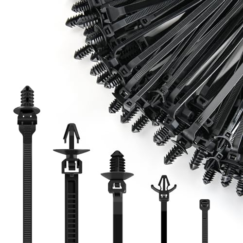 GOOACC Push Mount Cable Zip Ties Heavy Duty Nylon Push Mount 5 Most Popular Sizes Self Locking Cable Strap Assortment for Indoor Outdoor Wire Tying Construction Auto ect -160 Pcs - color: 160pcs Push Mount Cable Zip Tie-5 Sizes
