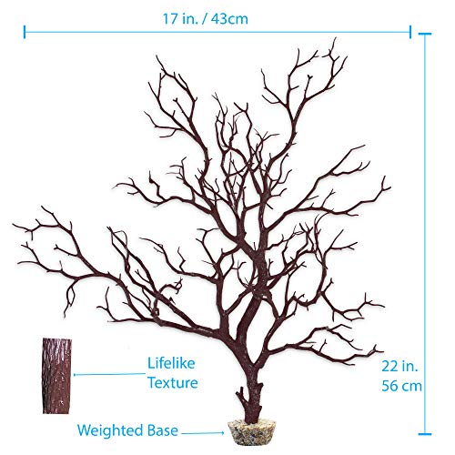 CURRENT USA Dark River Brown Manzanita Branch 22-inch Tall with Weighted Base | Tree Branches Molded Aquarium Decor Decoration Fake Artificial Fish Tank Ornament for Freshwater or Saltwater (7394) - color: Dark River Brown