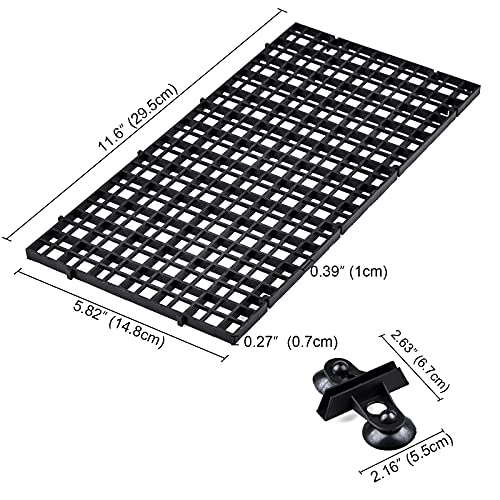 2 Pcs Aquarium Divider Tray Plastic Grid Divider Tray Egg Crate for Aquarium Fish Tank Bottom Isolation, Black