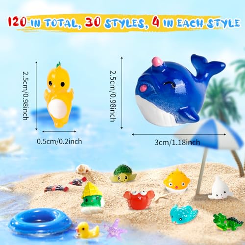 30 PCS Miniature Ocean Theme Mini Resin Ocean Animals Ocean Mini Figurines Resin Axolotl for DIY Fish Tank Accessories, Micro Landscape Aquarium
