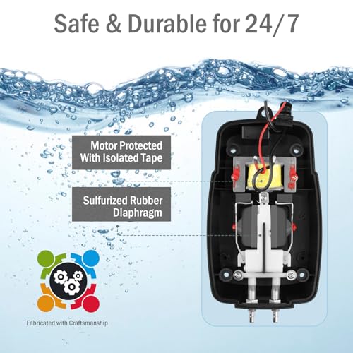 All-in-One Pond Aerator for Outdoor Ponds, Flow Adjustable Pond Air Pump Aeration Kit with Airline Tubing Air Stones Check Valves