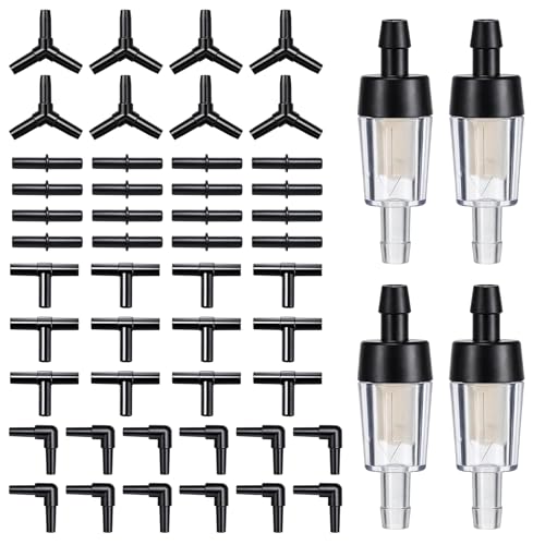 40 Piece Aquarium Airline Tubing Connectors I T L Y, 4pcs Aquarium Air Pump Check Valve Anti Shedding Fish Tank Tube Adapters Splitter Accessories for 3/16 Inch Airline Tubing (Black)