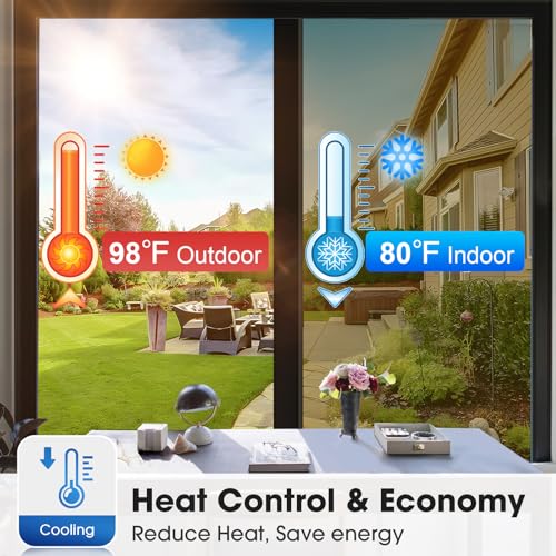 Coavas One Way Privacy Window Film, Sun Blocking Reflective Window Film See Out Not in, Heat Control Window Tint for Home, Anti UV Static Cling for Windows Office Door (Brown, 17.5 Inch X 9.8 Feet) - color: Brown-silver, size: 17.5 x 118 Inch