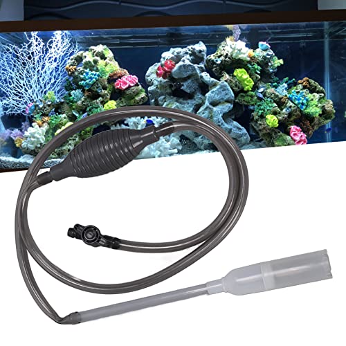 Aquarium Water Changer, Manual Multifunction Siphon Gravel Vacuum Cleaner with Flow Control Valve and Securing Clip, for Medium and Large Fish Tanks, 2.4m Flexible Rubber Hose