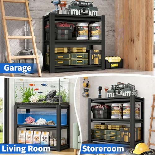 3 Tier Fish Tank Stand 20-30 Gallon, Heavy Duty Metal Storage Shelving, Shelf Adjustable, 34 "W x 18 "D x 31"H, Aquarium Stand for Reptile Terrarium Stand & Garage Home Office Storage Rack (Black) - color: Black