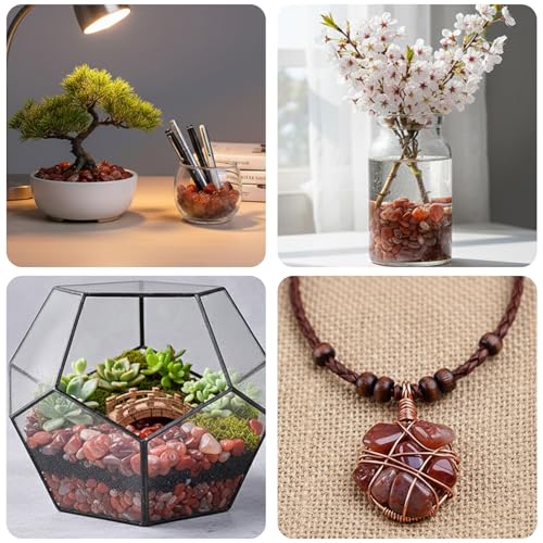 Crystal Chips Stone-Aquarium Rocks Decor,Fish Gravel,Tumbled Stone Chips for Aquascape Vase Filler,DIY Crafts,Indoor Plants - color: Red