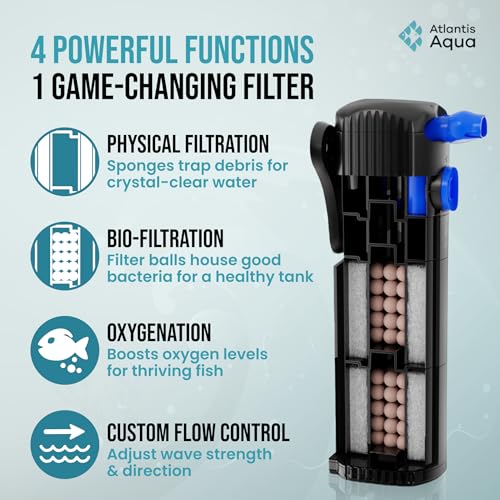 20 Gallon Fish Tank Filter up to 55 Gallons | Quiet Fish Tank Filter | Crystal Clear Water | Turtle Tank Filter | Submersible Aquarium Filter, Filter for Fish Tank, 50 Gallon Fish Tank Filter - size: 20 to 55 Gallons