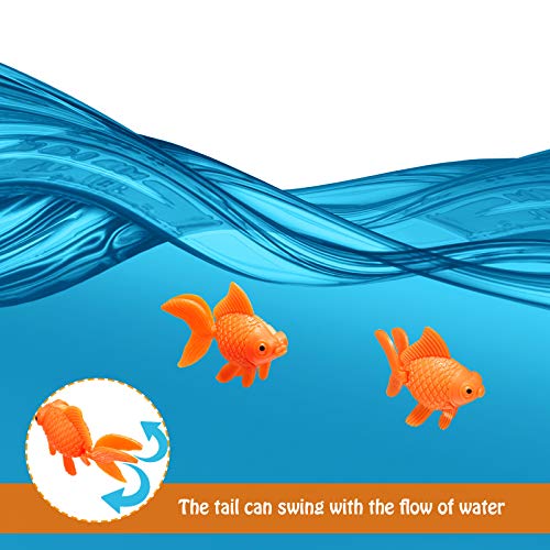 Sumind 30 Pieces Fake Goldfish Plastic Floating Artificial Aquarium Fish Realistic Moving Orange Goldfish Ornament Decorations for Aquarium Tank