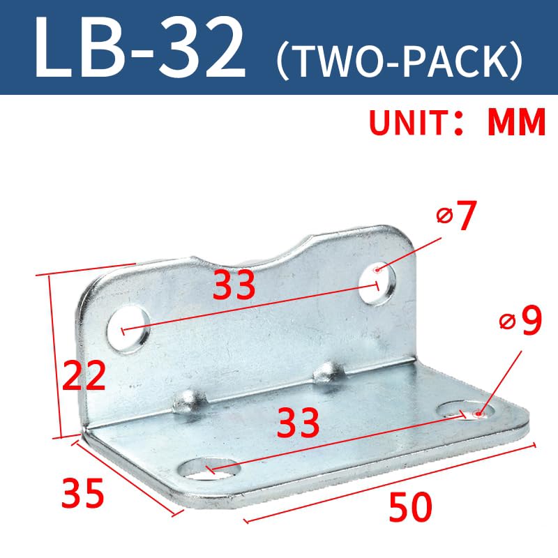 Mounting Bracket for Pneumatic Cylinder, Sturdy Tripod Base for SC Series Cylinders, Fixed Base Mount (LB32) - color: LB, size: 32