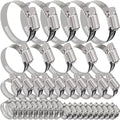 40 Pack Adjustable Stainless Steel Hose Clamps, 10-70mm Worm Gear Duct Pipe Clamp, Heavy Duty Metal Fuel Line Radiator Hose Clamps Kit for Plumbing, Automotive, Industrial, Garden, Indoor&Outdoor Use - size: 40 Pcs Kit - Hose Clamp (10-70 mm)