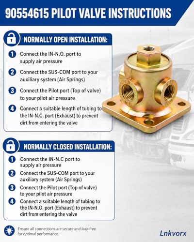 90554615 3-Way Pilot Valve, 1/8-1/4 in NPT Ports, Compatible with Haldex | Replacement for Haldex 90554615; for truck and trailer air ride, suspension dump and lift axle control
