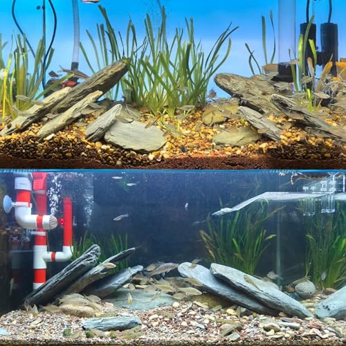 Aquarium Stone Stream Turtle Platform Natural Slate 3-9 inches Turtle Tank Rocks for Aquarium Decoration and Amphibian habitat-20lb - size: 20lb(3-9inch)