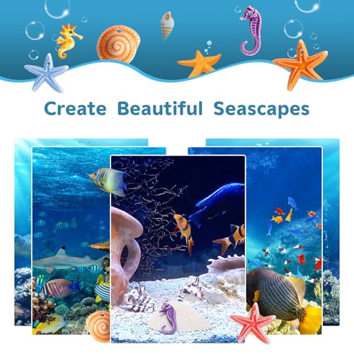 Angoily Fake Seashells 48PCS Mini Resin Sea Animals Figures, Micro Landscape Ornaments, Marine Creatures Decorations for Crafts Aquarium, Terrarium, DIY Beachy Home Decor