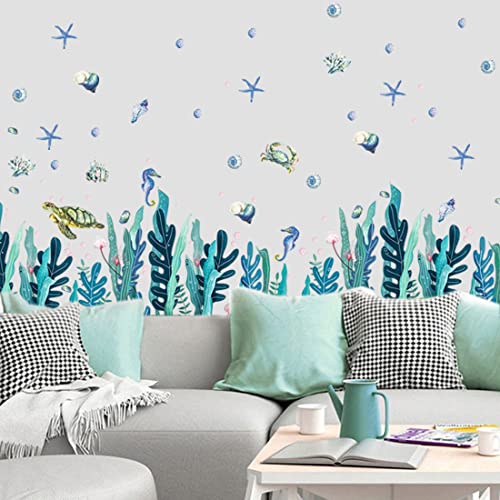 2 Sheets Under The Sea Wall Decals Sea Wall Stickers 3D Ocean Wall Stickers for Kids,Room,Bathroom,Bedroom,Nursery,Home Wall Decoration,Toilet,Kitchen