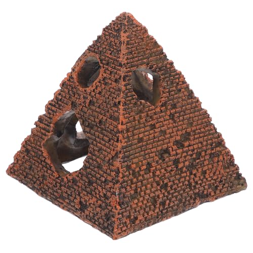 1PC Pyramid Aquarium Fish Tank Decorations Small Hideout House Statues Figurine Sculpture Ancient Egypt Reptile Turtle Lizard Spider Tanks Terrarium Egyptian Décor Ornament Pet