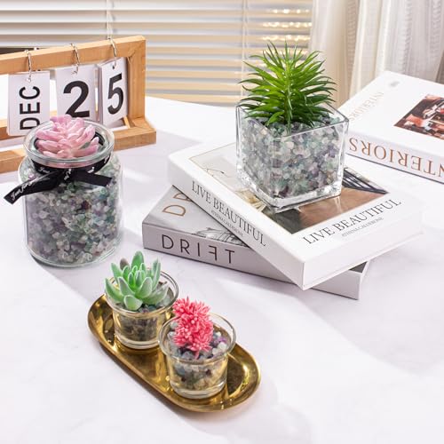 0.5 Lb/230g Fluorite Crystal Chips Stones Decorative Crystal Pebbles, Irregular Shaped Natural Quartz Stones Aquarium Gravel Rocks for Vases Filler, Garden and Fish Tank Decoration - color: Fluorite, size: 0.5 LB