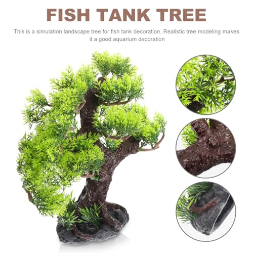 Healeved Landscaping Tree Resin Tree for Decor Resin Ornament Fish Tank Decor Craft for Fish Tank Aquarium Plant Fake Bonsai Simulation Plant Garden Decor - color: Green, size: 29 x 26 cm