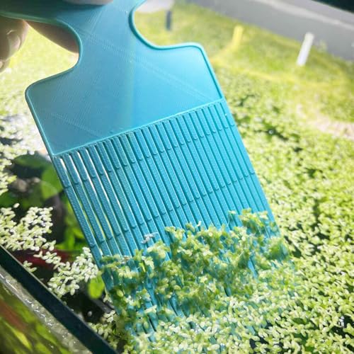 Aquarium Duckweed Removal Tool, 6.5 x 3 inch Floating Plant Comb Spatula, Aquatic Tank Cleaning Tool - color: Cyan
