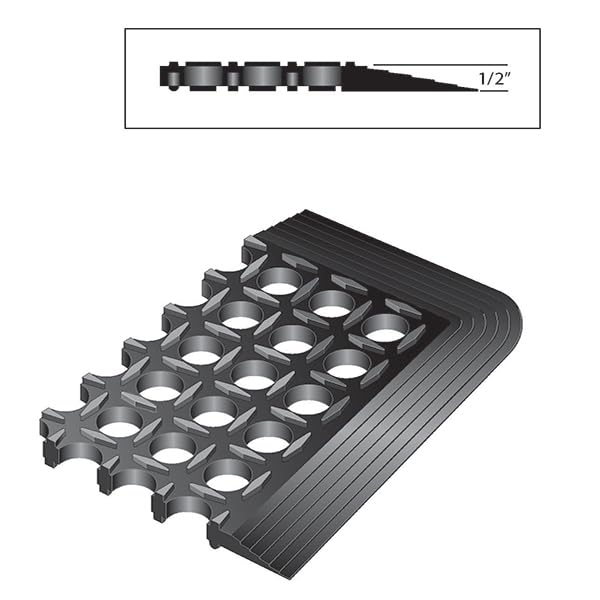 Rhino Mats, K-Series Comfort Tract Anti-Fatigue Drain-Thru Beveled Floor Mat, Drainage Non-Slip Grease-Resistance for Kitchen, Restaurant, Pool, Gym, Bar or Patio (Black, 2' x 4' x 0.5") - size: 2' x 4' x 0.5" Black