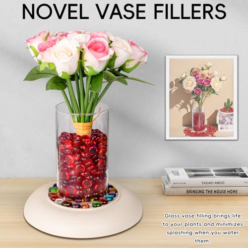 1 LB Red Glass Marbles, Mini Flat Glass Beads~150 PCS for Vase Fillers, Floral Bottom Mancala Gems Pebbles Fish Tank Rocks for Table Aquarium,Home Decor Art Craft Supplies(0.5"~0.7") - color: Red~1 Lb, size: 1 LB