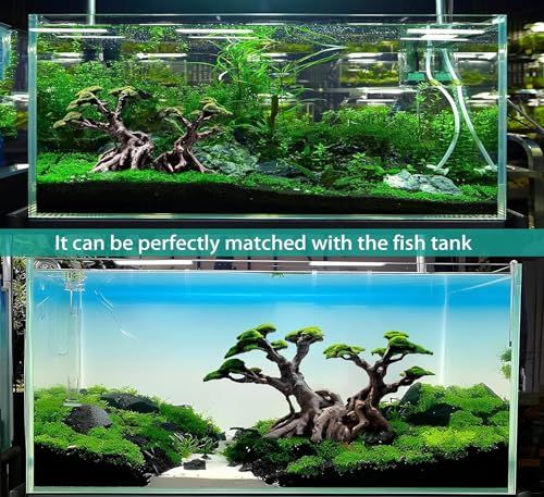Novelsite Fish Tank Decorations - Large Bonsai Trees with Faux Moss- Aquarium Rocks Aquascaping- Made of Sandstone 17" x 8.6" x 5" Enhance Aquatic Landscape with Realistic Natural Look - color: Tree-bonsai, size: Tree-Bonsai-L