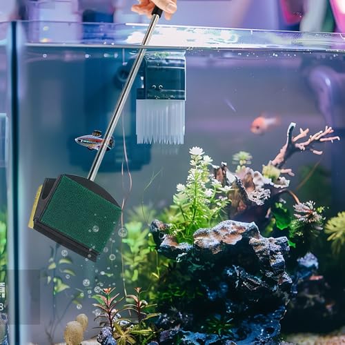 Aquarium Algae Scraper, Double Sided Fish Tank Scrubber with Long Handle for Glass/Acrylic/Plastic Tanks