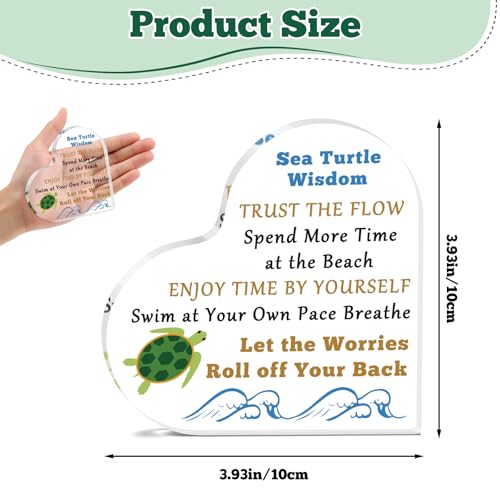Gifts for Sea Turtle Lovers Women Men Inspirational Desk Sign Turtle Gifts for Turtle Lovers Motivational Acrylic Plaque for Coworker Friends Family Daughter Son Christmas Graduation Desk Decor Signs