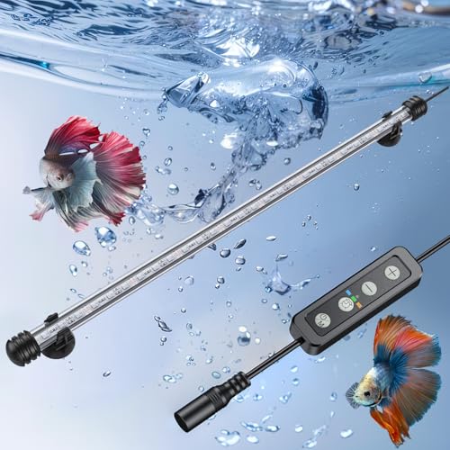 Pawfly 5.5 W Aquarium LED Light 19 Inch Underwater Fish Tank Light with Timer Auto On/Off Fish Tank Background Lights with 8 Lighting Modes Submersible Multi-Colored Tube Lights for Decoration - color: PRO (Timing Function), size: 19 Inch