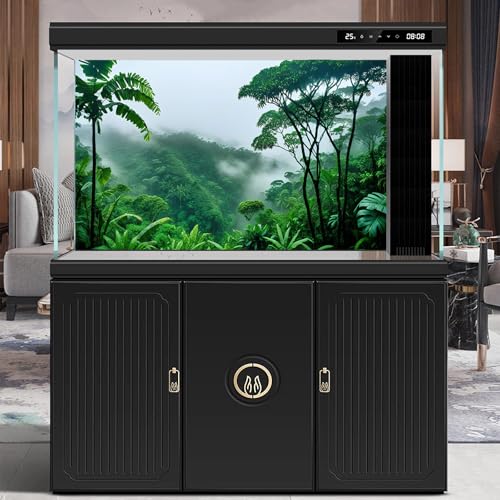 Foggy Rainforest Aquarium Background Majestic Tropical Green Trees Forests Fish Tank Background Scenic Tranquil Lush Jungle Terrarium Backgrounds Misty Forest Valley Reptile Tank Backgrounds 24x16in - color: Pure Green, size: 24(W)x16(H)in