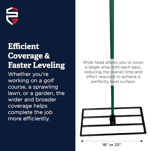 Standard Golf Levelawn Tool – 18 Inch Lawn Leveling Rake With 48 Inch Handle | Effortlessly Level Golf Courses, Lawns, & Gardens | Easy Assembly, Durable Stainless Steel Tray | Perfect For At Home Use - style: 18"