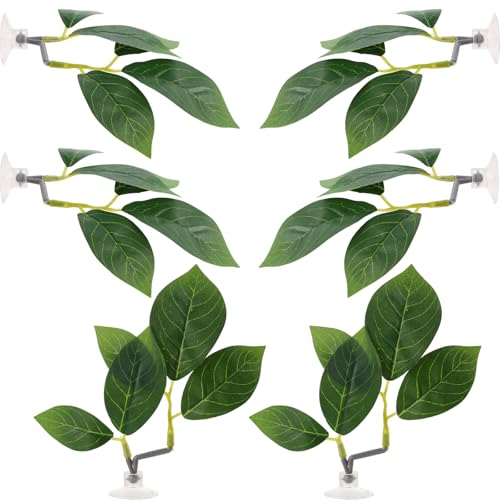 6 Pcs Betta Leaf Hammock with Suction Cups, Realistic Plastic Leaf Fish Tank Decor Aquarium Plants for Betta Fish Resting Bed Spawning Ground