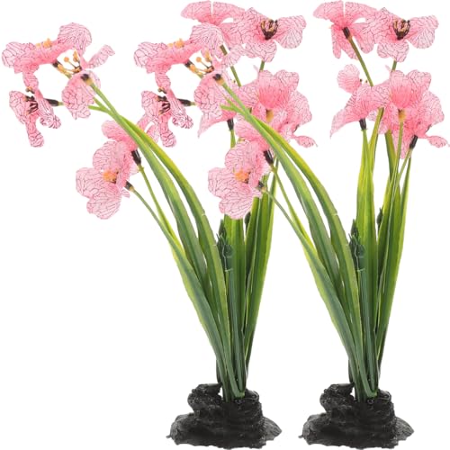 Totority Aquarium Plant Decorations – 2 Pcs Purple & Pink Silk Fish Tank Plants, Realistic & Soft for Hiding & Natural-Lookin for Betta, Goldfish & Tropical Fish Tanks