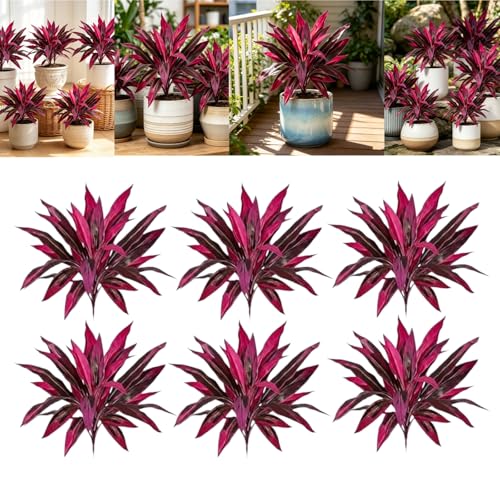 2PCS Artificial Boston Fern & Dragon Tree Plants, Large Realistic Faux Plants for Indoor & Outdoor Decor, Lifelike Greenery for Patio, Garden, Balcony & Home Decoration(6pcs) - color: 6pcs
