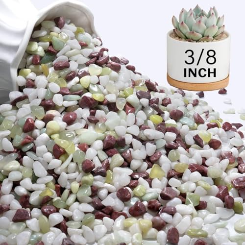 NUPICK 3 lbs Pebbles for Indoor Plants, 3/8 Inch Pea Gravel for Fish Tank, Polished Decorative Rocks for Succulent, Natural River Stones for Vases, Cactus, Landscaping, Bird Bath, Colorful Mixed - color: Colorful Mixed, size: 3 Lb