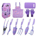 Purple Garden Tool Sets 10-Piece, Aluminum Alloy Steel Hand Tools w/Non-Slip Ergonomic Handle, Floral Print Garden Supplies Organizer Handbag, Cute Gardening Tools Gift for Women Grandmother - style: Purple