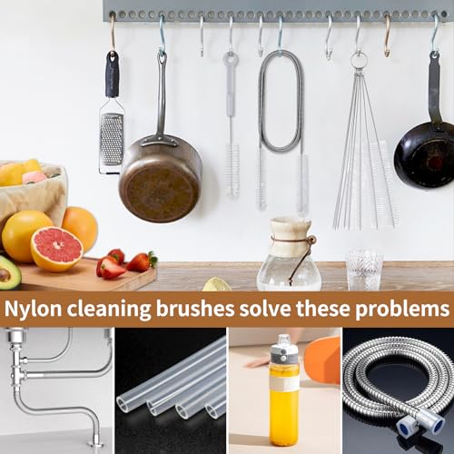 Pipe Cleaner Brush - Flexible Stainless Steel Plus Handle Brushes 12-Piece Set Long Straw Cleaning Brushes and Soft Sewer Brushes Cleaning Equipment cpap Hose Brush