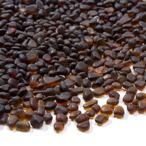 Keedolla 0.5 Lb Frosted Sea Glass Pebbles Vase Fillers, 6-9mm Betta Fish Tank Rocks Gravel Decorative Glass Stones for Aquarium, DIY Crafts, Succulent Plants Decor - Amber - color: Amber, size: 0.5 LB