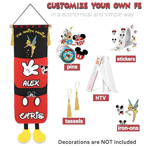 RUNROLE 8 Inch Felt Fish Extender - 2 Deep Pockets, Narrow Width to Right Fit The Cabin Door, HTV Friendly, Easily Customize, 2026&2027 FE for Gift Exchanges and Pixie Dust, Cruise Essentials