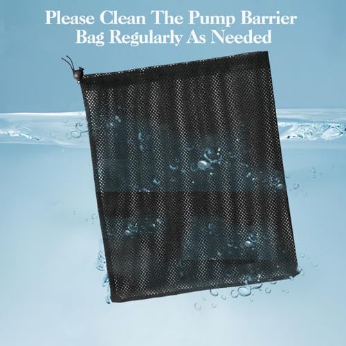 Yonghan Pond Pump Filter Bag, Large Pond Pump Bag with Drawstring, Nylon Pond Pump Mesh Bag Filter, Black Media Bag Large Pump for Swimming Pool Outdoor Water Pond Filter (13.8" x 15.7")