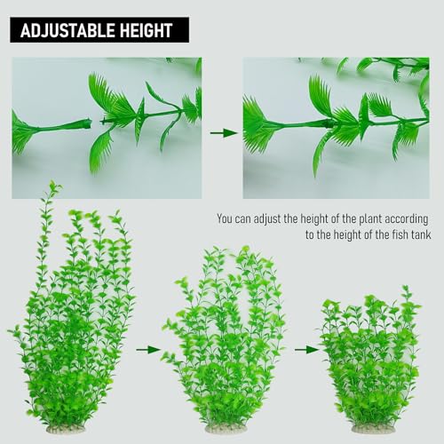 23.6 Inch Tall Aquarium Plants – Large Lifelike Artificial Fish Tank Decorations, Fish Tank Plants Plastic, 2 Pcs Adjustable Length, Durable & Safe for Freshwater/Saltwater Aquariums (Green) - color: Green (Style A)