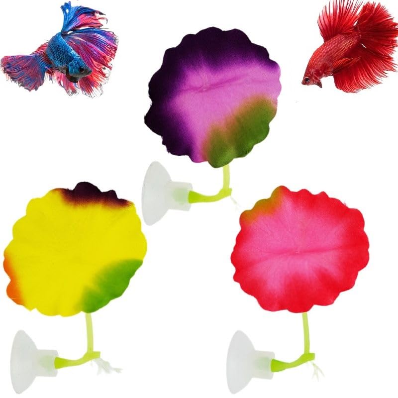 3 pcs Set Betta Fish Bed Leaf Hammock for Betta Fish, Practical Resting Spot, Comfortable Rest Area for Fish Aquarium Decoration Ornaments (3 x Mix Color) - color: 3 x Mix Color
