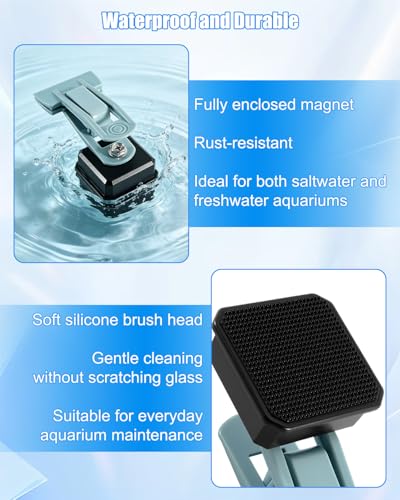 Magnetic Seaweed Feeder Clip, Aquarium Algae Nori Holder with Cleaning Brush, Fish Tank Feeding Accessory for Saltwater Freshwater Goldfish and Aquatic Pets