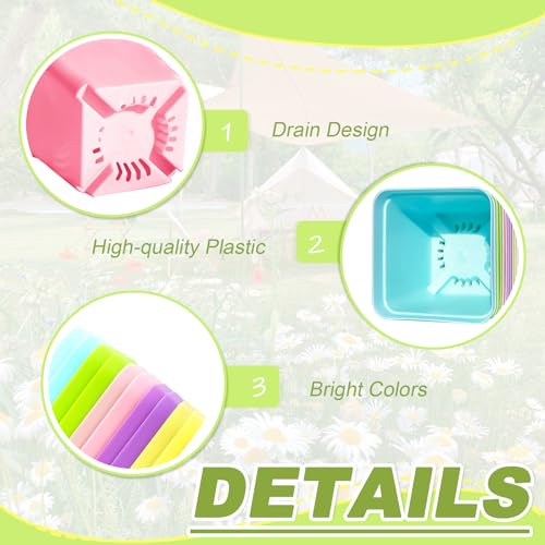 Anyumocz 70 PCS 3" Colorful Plastic Plant Pots,Plastic Square Nursery Pot,Seedling Nursery Pots with Saucers for Indoor Outdoor Plants,Garden,Flower,Home,Office,Balcony Decor - color: 7 Colors