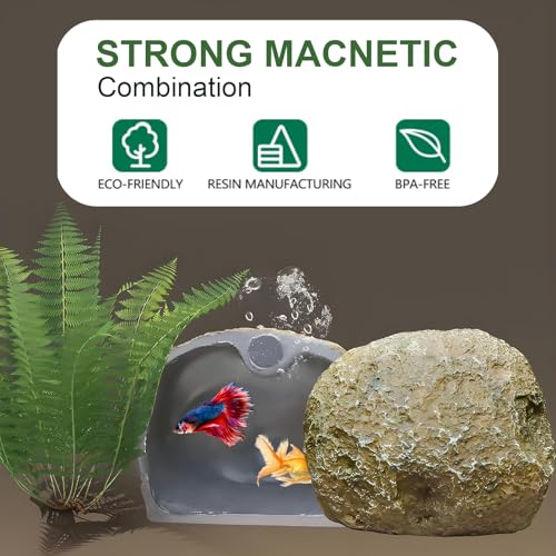 Aquarium Decor Ornaments,Magnetic Detachable Fish Tank Decorations Hideout,Resin Fish House for Betta Fish Tank Decor,Shrimp Tank Accessories Cichlid Caves for Aquarium