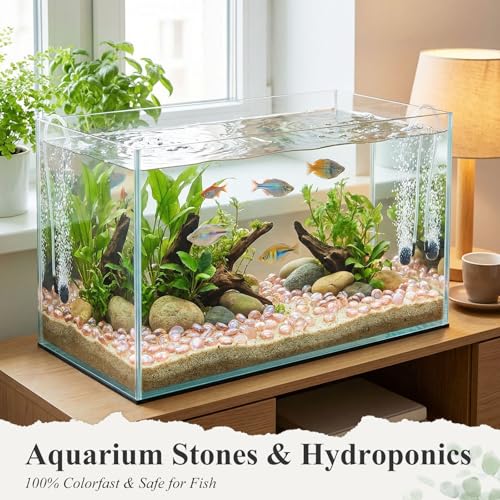 DomeStar 1LB Flat Glass Marbles, Champagne Decorative Marbles for Vases Aquarium Pebbles Fish Tank Rocks Vase Fillers DIY Crafts Table Scatter Decor - color: Light Pink