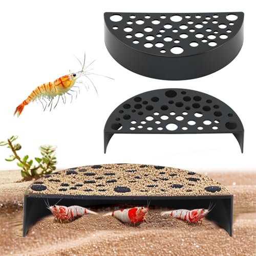 Shrimp Cave Hideouts 2 Pack, Aquarium Hiding Spots for Shrimp Tanks, 4.65 in Diameter x 2.59 in Tall, Aquarium Safe Plastic, Black Tunnel Hideout for Breeding and Molting