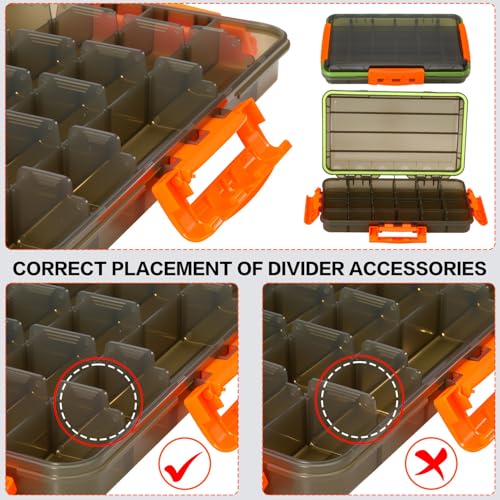 Sougayilang Fishing Tackle Boxes - 3600 3700 Plastic Storage Organizer Box with Removable Dividers - Fishing Tackle Storage - 4 Packs Transparent Tackle Trays - color: Two 3600 (Tray Size: 6.9"x10.8"x2.1")