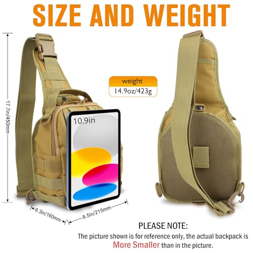 Dovesun Small Fishing Backpack, Waterproof Fly Fishing Sling Pack Tackle Bag with Tackle Boxes - color: D-Size:17.7*8.5*5.7in-Khaki(NO TACKLE BOX)