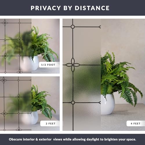 Victoria Window Privacy Film by Artscape - Textured Leaded Glass Design, Static Cling, Allows Natural Light in, UV Protection, Non-Adhesive Water-Applied Installation, Made in USA - 36 x 72 Inch - color: Victoria
