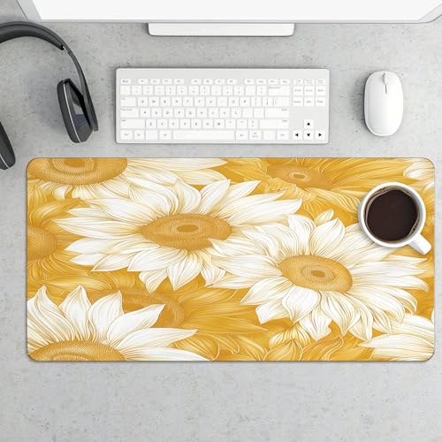 XXL Gaming Mouse Pad Sunflower Vintage Flower XXL Gaming Mouse Pad Large Desk Mat Protector for Desktop, Anti-Slip Rubber Extended Computer Keyboard Mat Writing Pad, 11.8 * 27.5 in,B-1481 - color: B-1481, size: 11.8*27.5 In